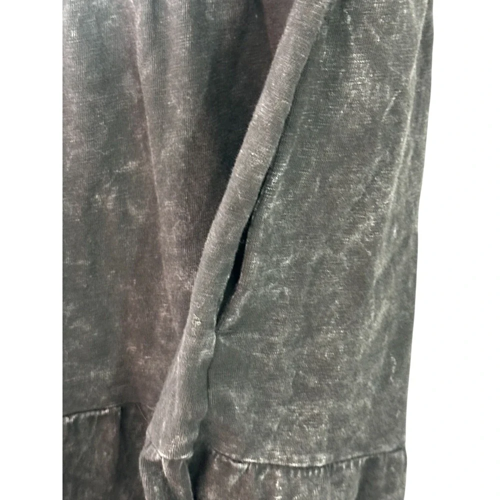 American Giant Womens Premium Slub Tiered Midi Dress Small Black Mineral Wash